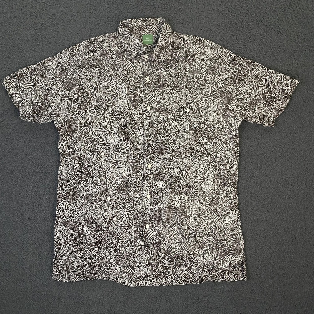 Sid Mashburn Shirt Mens Medium Floral 4 Pocket Cabana Guayabera Resort Vacation